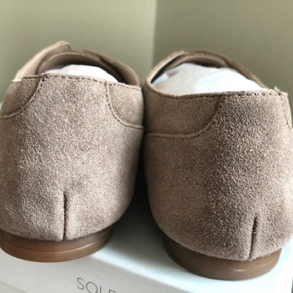 Sole Society So-Elena Suede Loafer Flat Slip On Oxford Taupe 9 - Picture 3 of 5